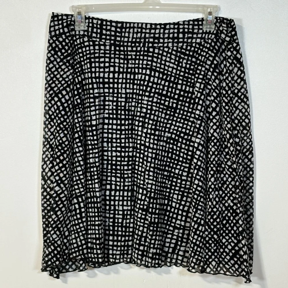 Pendleton Petite Black and White Checkered Skirt Women’s Size 16 Side Zipper